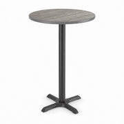Glownary 30-Inch Round Reversible Bar Height Table – Gray/White Laminate Top with 22-Inch Cast Iron Base, Indoor Commercial Use
