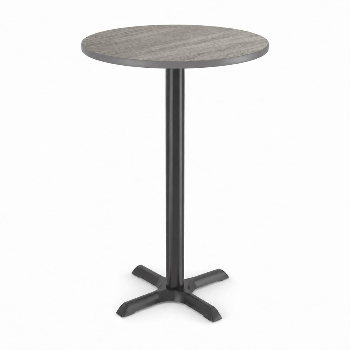 Glownary 30-Inch Round Reversible Bar Height Table – Gray/White Laminate Top with 22-Inch Cast Iron Base, Indoor Commercial Use