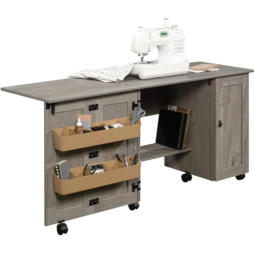 Sauder Mystic Oak / L: 40.08" x W: 19.45" x H: 28.5" / Tall Cabinet Sewing Storage