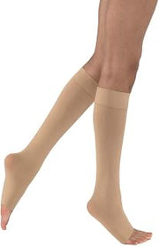JOBST Opaque Knee High with SoftFit Technology Band, 30-40 mmHg Compression Stockings, Open Toe, X-Large Full Calf, Natural