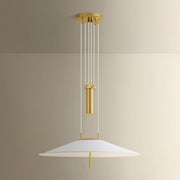Emmons 1-Light Pendant | Essential & Modern Style | Aged Brass Finish | Made of Aluminum & Diffuser | Adjustable Hang Height 27-116" | 30" Dia x 6.75" H | -AGB/SWH by Hudson