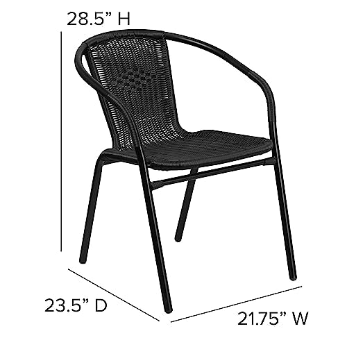 Flash Furniture Black / Set of 4 / Contemporary Patio Dining Chairs