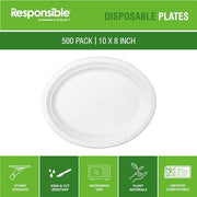 Responsible Products 10 x 8 inch (500 Count) / Classic White / Casual Plates