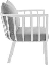 White Aluminum Armchair for Patio, Lounge Chair with Cushioned Seat, Weather-Resistant Material, Stylish and Comfortable Design