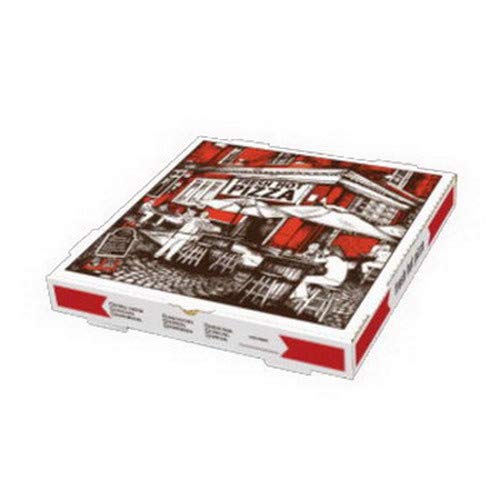 Square Cafe Design B-Flute Corrugated Pizza Box White by Rock Tenn – Cardboard, white, Model 117567