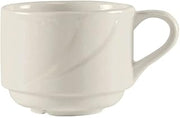 Tuxton China ASU-083 Cup, 7 oz., 3-1/4" Diameter x 2-1/2"H, Stackable, Microwave and Dishwasher Safe, Oven Proof, Fully Vitrified, Ceramic, AlumaTux, San Marino, Pearl White, Pack of 36