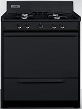 30" Wide Open Burner Gas Range in Black with Electronic Ignition by Summit Appliance – 3.69 cubic_feet, Porcelain and Steel, Black, Model TNM2107C