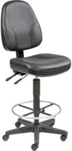 Global Industrial Leather Stool - Operator Synchro Mechanism - 360 Footrest, Black