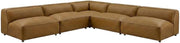 Furnifact Vegan Leather-Upholstered Modular Sofa 5-Piece Armless L-Shaped Set, Sectional Couch for Living Room and Sofas, Camel