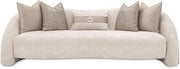 Michael Amini Mod Dream Beige Standard Sofa with Rich Champagne Finish, Modern Design, Durable Frame, Comfortable Upholstery, Stylish for Living Room and Lounge