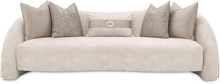 Michael Amini Mod Dream Beige Standard Sofa with Rich Champagne Finish, Modern Design, Durable Frame, Comfortable Upholstery, Stylish for Living Room and Lounge