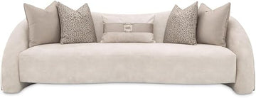 Michael Amini Mod Dream Beige Standard Sofa with Rich Champagne Finish, Modern Design, Durable Frame, Comfortable Upholstery, Stylish for Living Room and Lounge