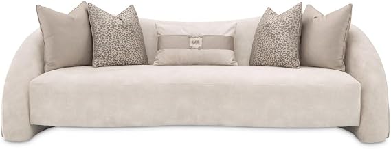 Michael Amini Mod Dream Beige Standard Sofa with Rich Champagne Finish, Modern Design, Durable Frame, Comfortable Upholstery, Stylish for Living Room and Lounge