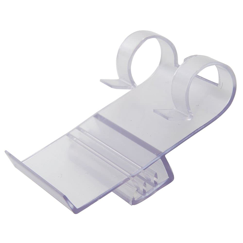 Clear Plastic HoldzFast Wire Bin Shelf Tag Holder - 1 3/8" L x 1 3/4" H by HUBERT – Plastic, Clear, Pack of 50, Model 66082
