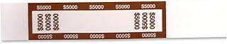 CONTROLTEK $5000 Currency Strap, White/Brown, 1000/Pack (560022)