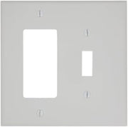 Leviton 2-Gang 1-Toggle 1-Decora/GFCI Combination Wallplate, Midway Size, PJ126-W, White