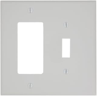 Leviton 2-Gang 1-Toggle 1-Decora/GFCI Combination Wallplate, Midway Size, PJ126-W, White
