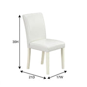 Faux Leather-Upholstered Parsons Dining Chair by Furnifact – Rubberwood, Linen White, Pack of 2