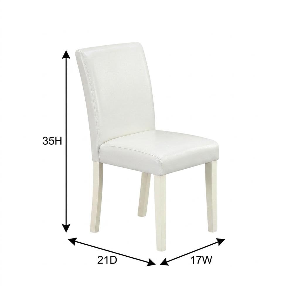 Faux Leather-Upholstered Parsons Dining Chair by Furnifact – Rubberwood, Linen White, Pack of 2