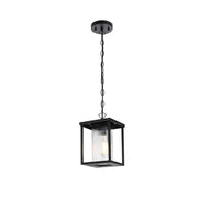 Dover One Light Outdoor Pendant Black by Lighting Design – Iron, Black, Model OD302H11BK