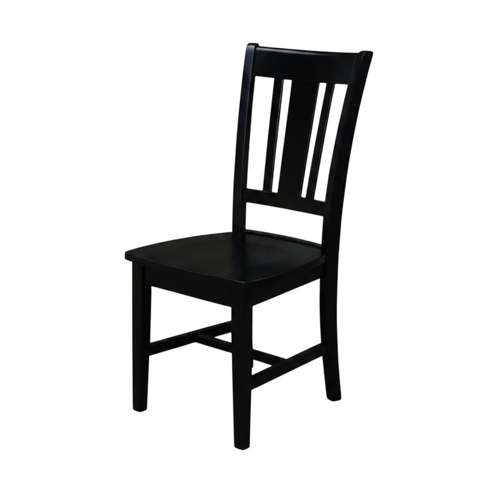 Solid Wood Dining Chair with Splatback Design by Furnifact – Wood, Black, Pack of 2