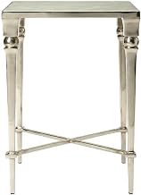 Starlight Canyon Home Square Marble Top End Table, Modern Aluminum and Iron Accent Side Table for Living Room and Bedroom in Silver