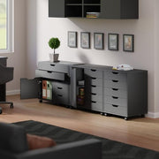 Winsome Black / 2 Doors, 15 Drawers / Contemporary Storage Cabinets