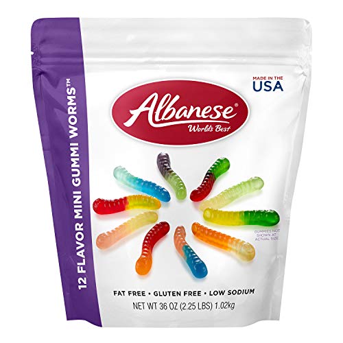 Albanese Mini Worms / 36 Ounce (Pack of 1) / Orange,blue,lime,pink Gummy Candy