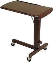 Brown Adjustable Laptop Cart with Solid and Composite Wood, Transitional Style, Lightweight, Space-Saving Design for Home or Office Use