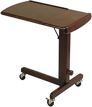 Brown Adjustable Laptop Cart with Solid and Composite Wood, Transitional Style, Lightweight, Space-Saving Design for Home or Office Use