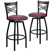 Flash Furniture Burgundy Vinyl Seat/Black Metal Frame / 2 Pack / 1 Barstools