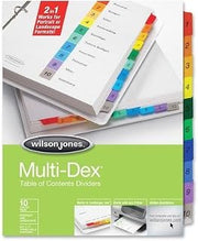 Wilson Jones WLJ91003 - Multi-Dex Index Assorted Color 10-Tab