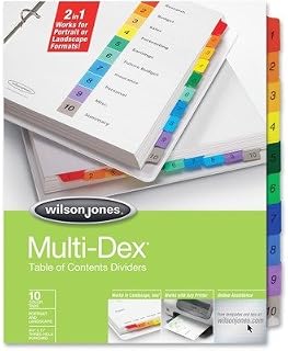 Wilson Jones WLJ91003 - Multi-Dex Index Assorted Color 10-Tab