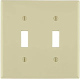 Leviton 2-Gang Toggle Device Switch Wallplate, Standard Size, Thermoplastic Nylon, Device Mount, 80709-I, Ivory
