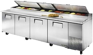 TRUE TPP-119 Refrigerated Pizza Prep Table 119" W, Four Doors, (15) 1/3 Size Pans