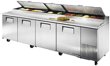 TRUE TPP-119 Refrigerated Pizza Prep Table 119" W, Four Doors, (15) 1/3 Size Pans