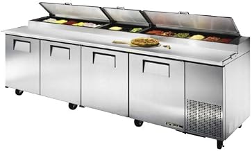 TRUE TPP-119 Refrigerated Pizza Prep Table 119" W, Four Doors, (15) 1/3 Size Pans