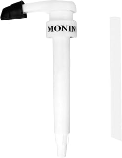 Monin Syrup Pump, Exclusively for 1 Liter (33.8 fl oz) Plastic Bottles | Mess-Free Dispensing + Tip Cover Included (White)