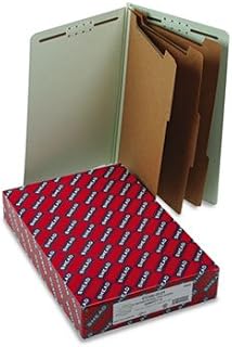SMEAD Pressboard End Tab Classification Folder, Legal, 8-Section, Gray/Green, 10/Box SMD29820