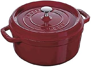 STAUB Two-Handled Pot, Picot Cocotte, Round, 8.7 inches (22 cm), Oven Safe, Bordeaux