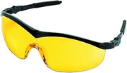 MCR Safety ST114 Storm Ratchet Bayonet Temple Single Lens Glasses with Black Frame and Amber Lens