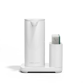 simplehuman Liquid Sensor Pump with Caddy, 9 oz Automatic Soap Dispenser for Kitchen and Bathroom, Touchless Motion Sensor, Variable Dispense, Rechargeable, High-Grade White Steel