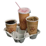 Pactive M510032 Earthchoice Four-cup Carrier With Food Tray – 8-32 Oz, Four Cups, 300/carton