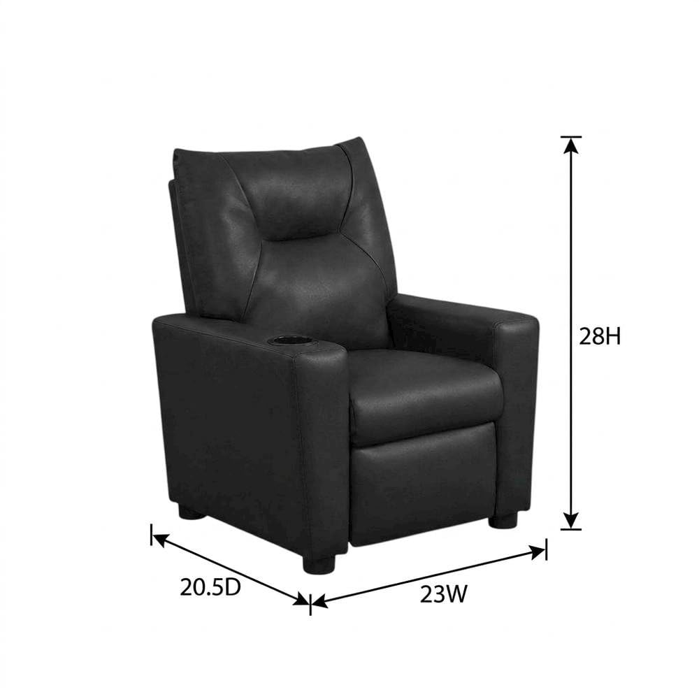 Kids Recliners Black PVC Fabric Perline 23W by Furnifact – PVC Fabric, Wood, Foam, Black