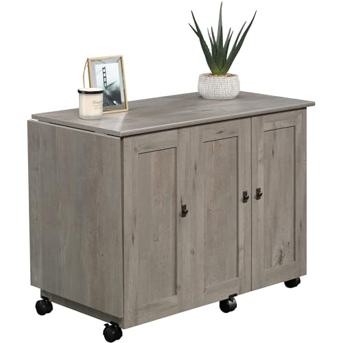 Sauder Mystic Oak / L: 40.08" x W: 19.45" x H: 28.5" / Tall Cabinet Sewing Storage