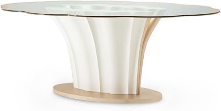Michael Amini Beige London Place Entry Table by Brand, Stylish Snack Table with a Sleek Design, Sturdy Construction, Perfect for entryways or Living Spaces