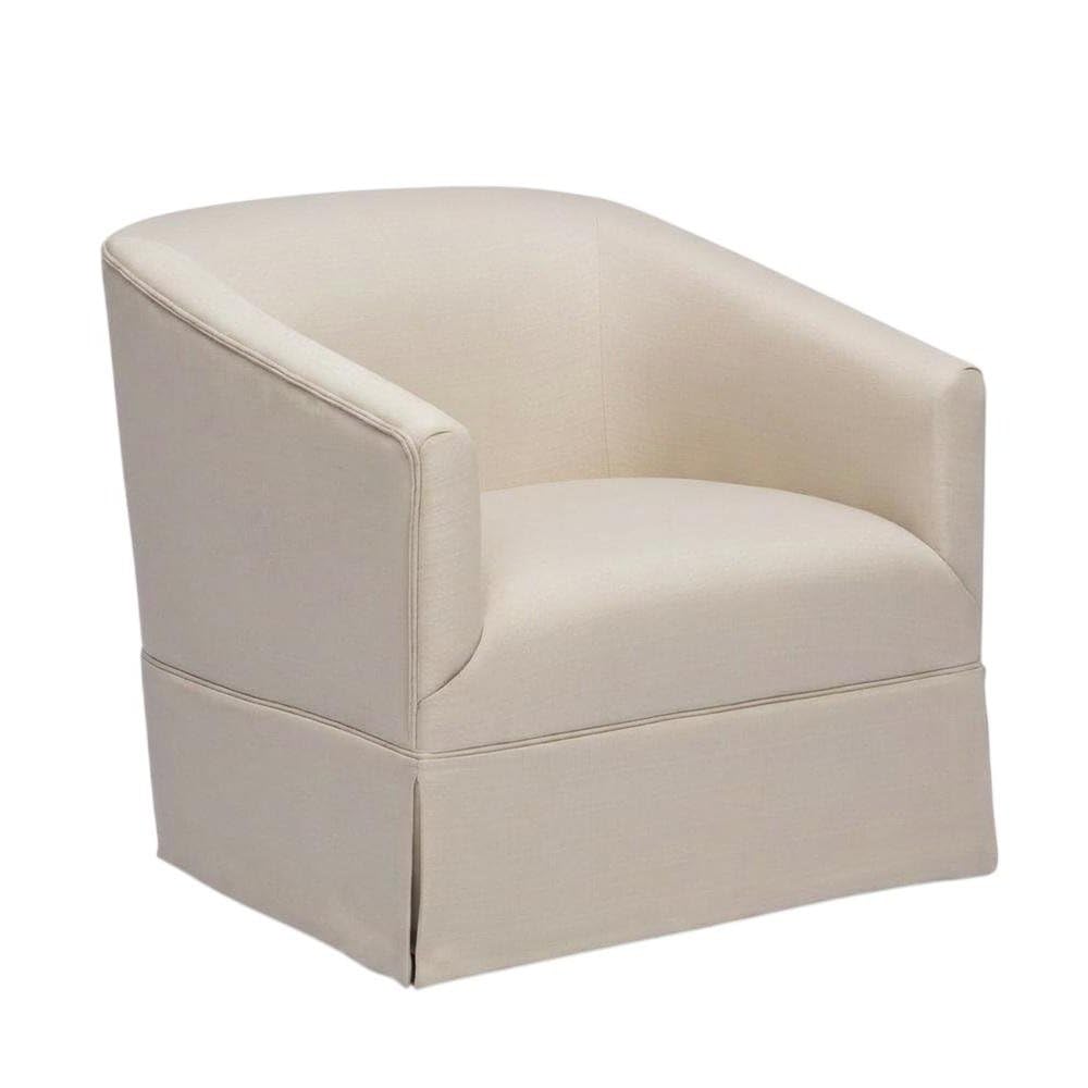 Beige Swivel Chair with Linen Skirted Design by Furnifact – Solid wood and plywood frame construction/polyester fabric, Beige