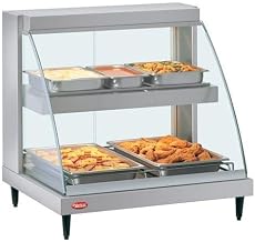 Hatco GRCD-2PD Glo-Ray Designer Display Case with Tempered Curved Glass, Countertop Design & 4 Pan Capacity