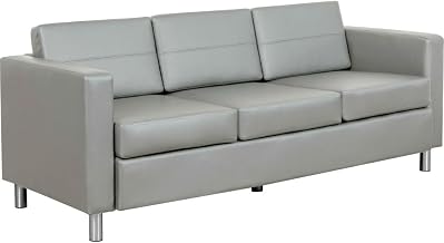 GEC Global Industrial 695737GY-AM Interion Protective Upholstered Leather Sofa - Gray