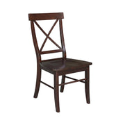 Solid Wood Dining Chair with X-Back Design by Furnifact – Wood, Rich Mocha, Pack of 2